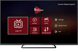 IBO Player startscherm met Live TV, Films en Series