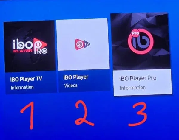 De IBO-apps zoals getoond op een smart tv